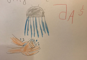 Rysunek Jasia "Myj ręce"